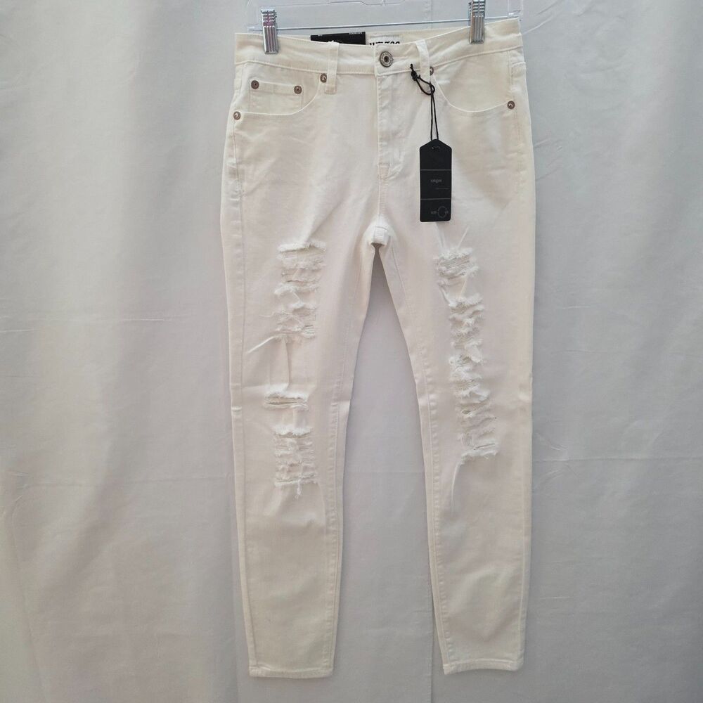 Umgee White Skinny Pants Jeans Size 29 Distressed Ripped Stretch Minimalist